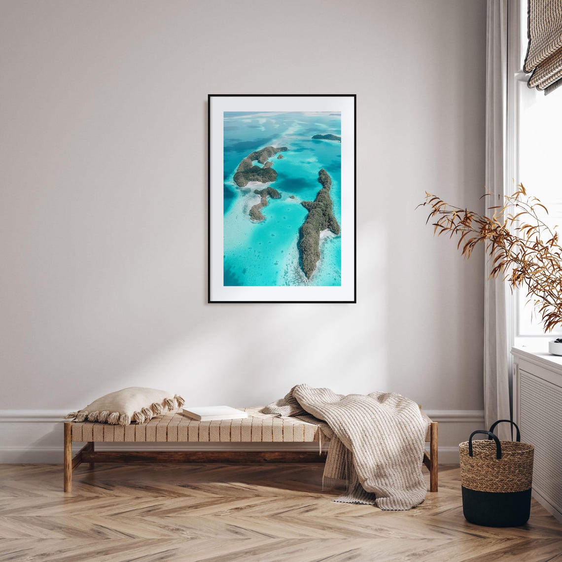 Aerial View of Tropical Islands in Turquoise Ocean Water Print - Image 2