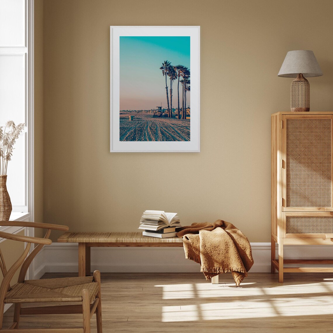 Newport Beach California Palms Sand Lifeguard Stand Beach Photo Poster - Image 3