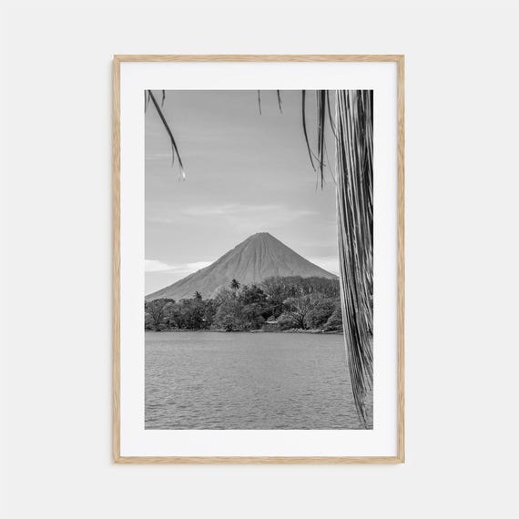 Nicaragua Travel Poster, Black and White Map Art