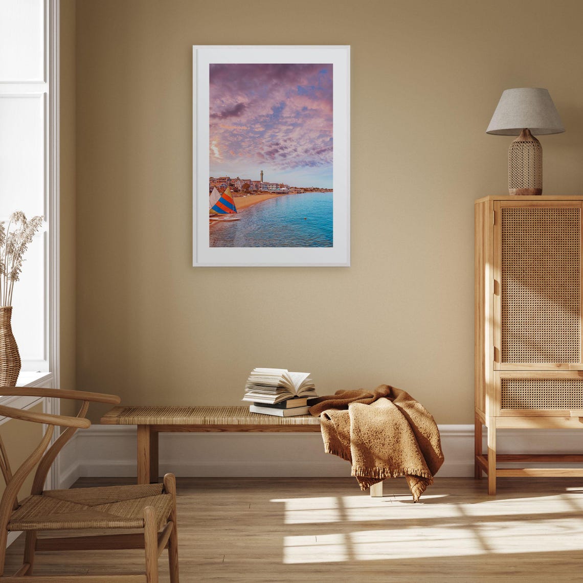 Cape Cod Harbor Poster Sailboat Pilgrim Monument Coastal View - Image 3
