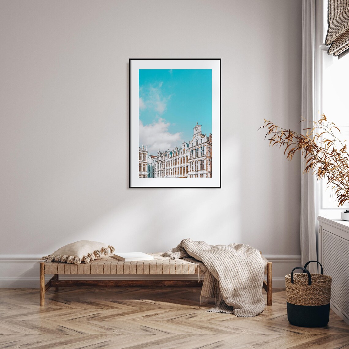Brussels Grand Place Ornate Guild Houses Under Blue Sky Poster - Image 2
