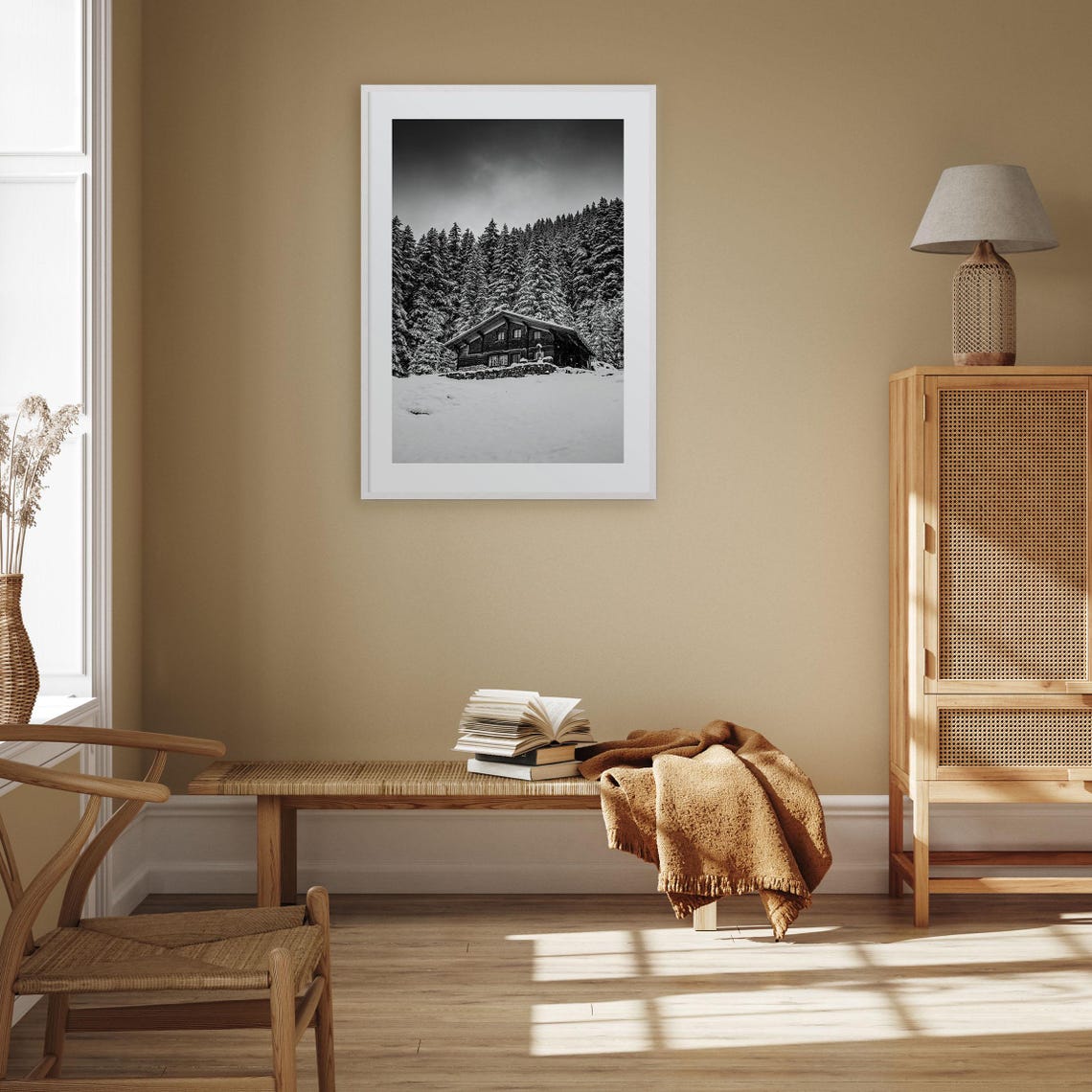 Wooden Cabin Logs Photo Poster Print No 3 Wooden Cabin Logs Black And White Art Wooden Cabin Logs Photography Travel Map Poster - Image 3