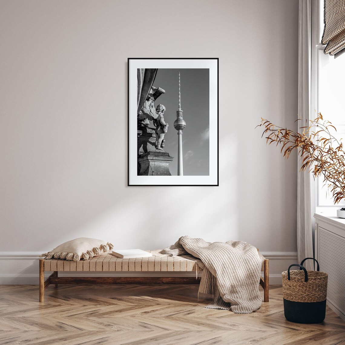 Berlin Germany Fernsehturm TV Tower Sculpture Black and White Poster - Image 2