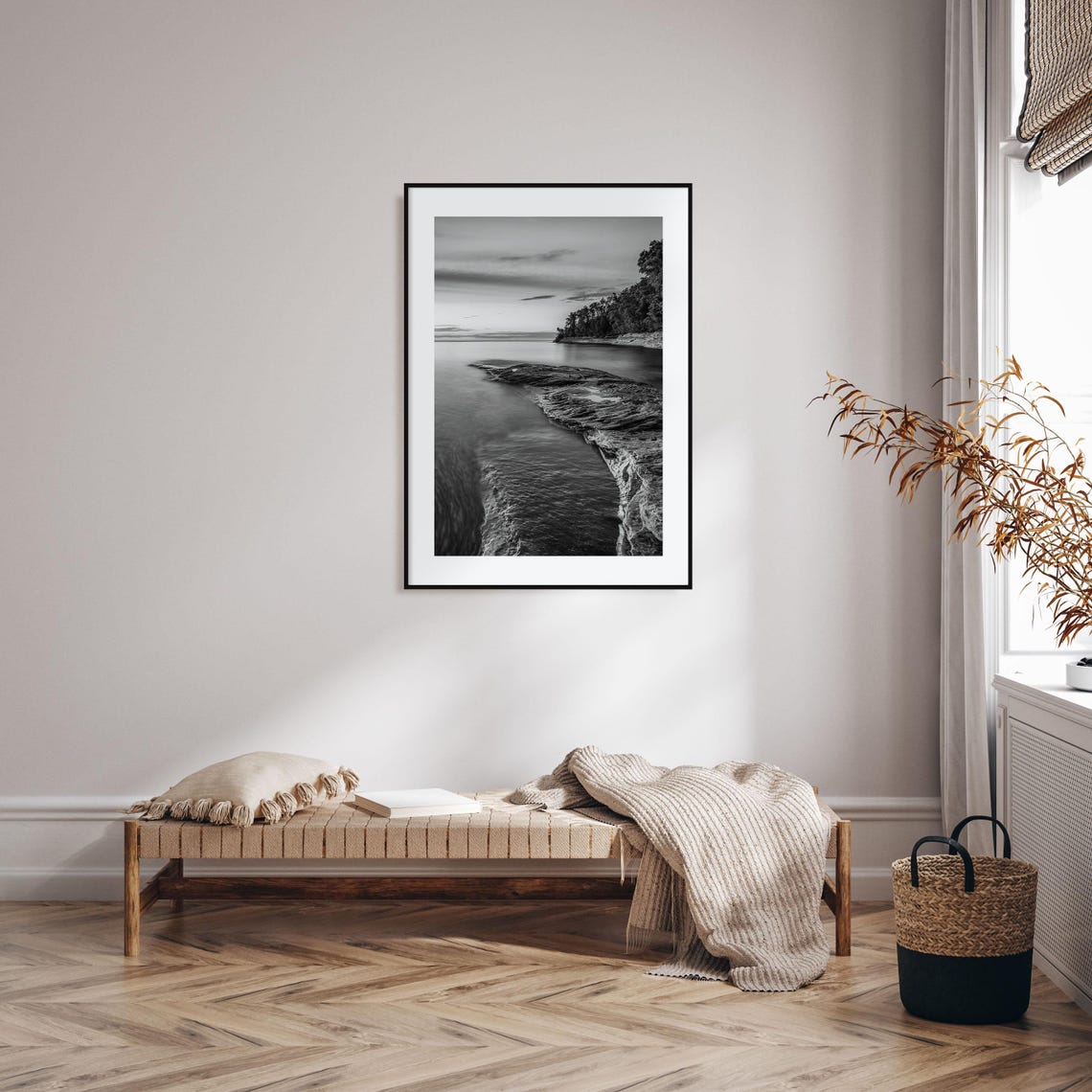 Lake Michigan Photo Poster Print No 1 Lake Michigan Black And White Wall Art Lake Michigan Photography Travel Map Poster - Image 2
