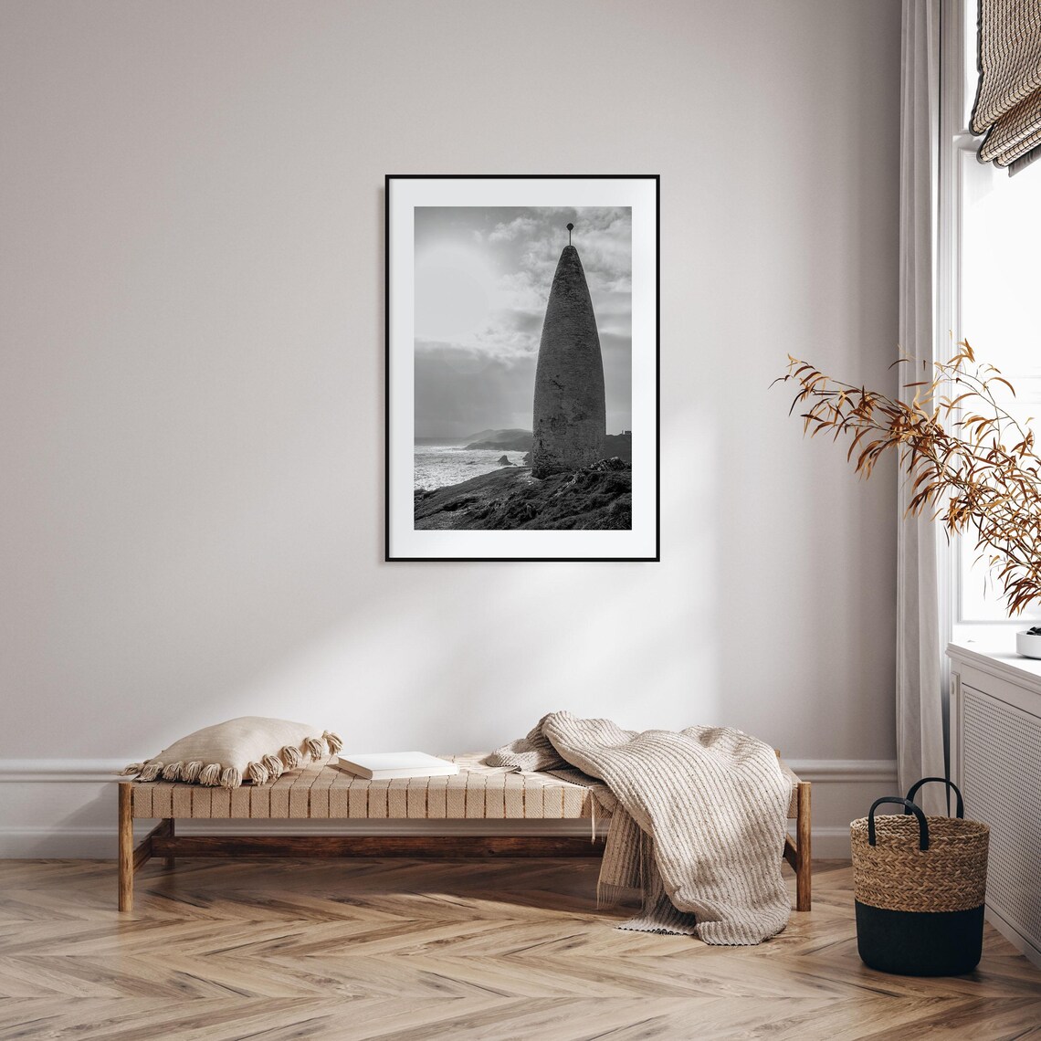 Baltimore Ireland Beacon Coastal Black and White Photo Poster - Image 2