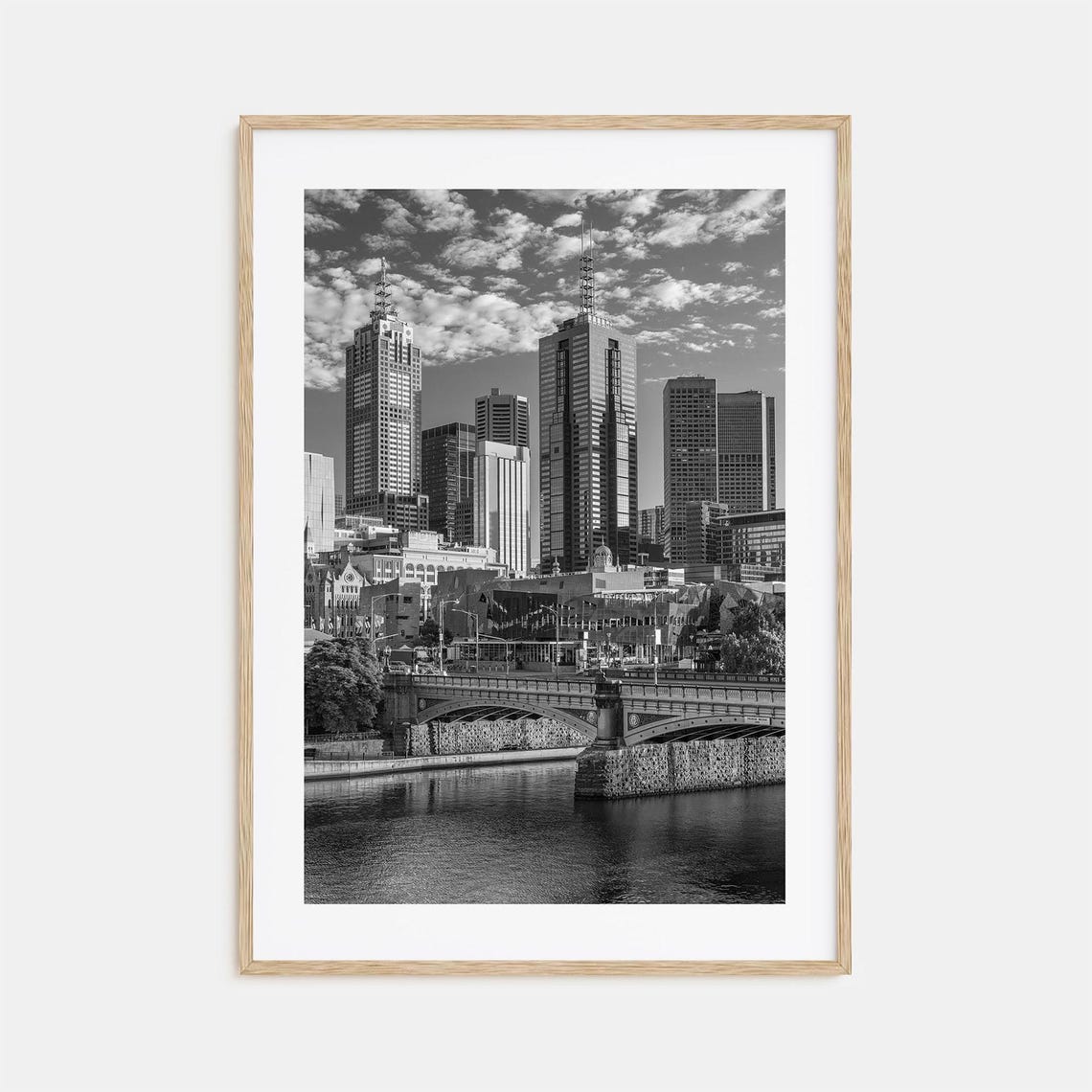 Melbourne Australia Bridge Black And White River City Poster