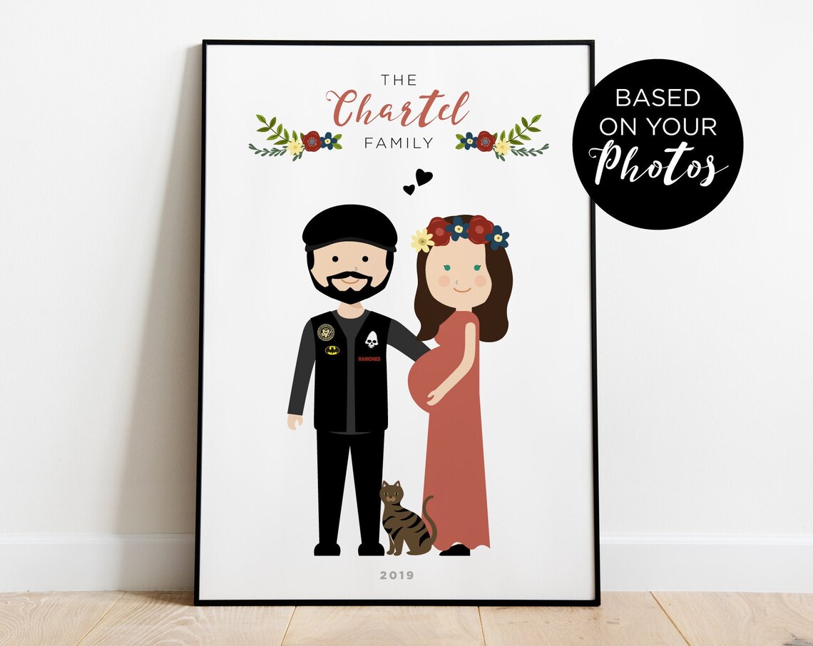 Custom Family Portrait Art Print, Christmas Style - Image 3