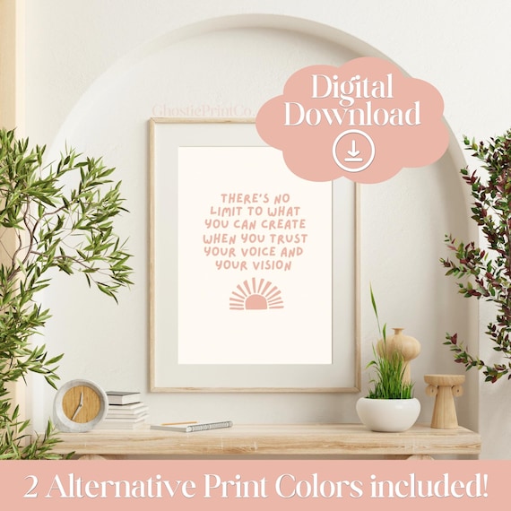 Voice And Vision Motivational Wall Art Uplifting Quote Print Affirmation Poster Office Decor Growth Mindset