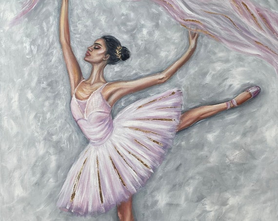 Ballerina Girl Painting On Dancing Ballerina Painting Girl In Pink Dress Ballet Artwork Original Oil Paintings Of Ballerina Gifts