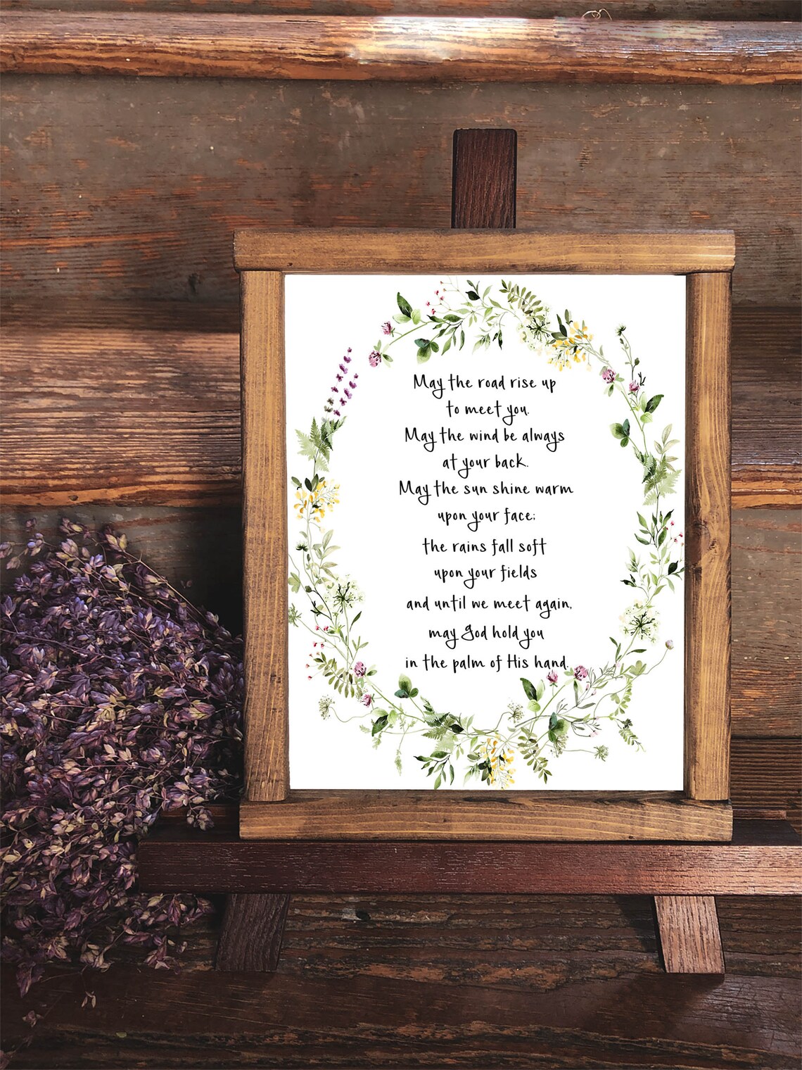 Irish Blessing May The Road Rise Up To Meet You Floral Wreath Poster