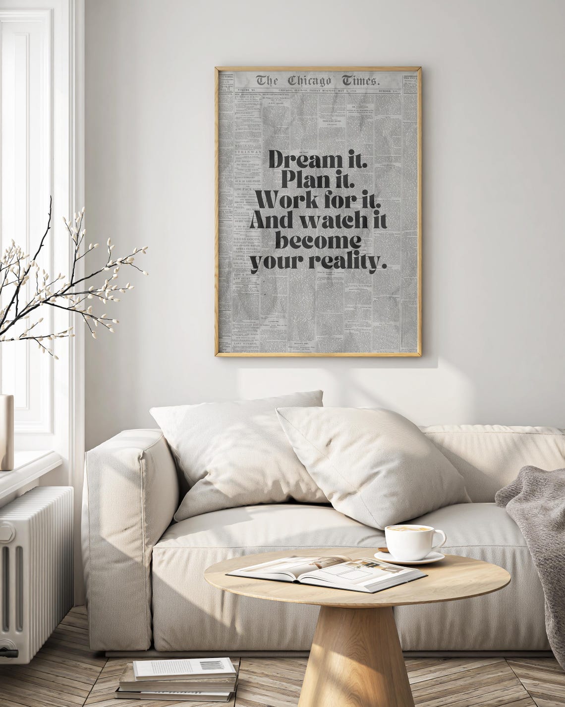 Chicago Times Vintage Newspaper Dream Plan Work Manifest Quote Poster - Image 3