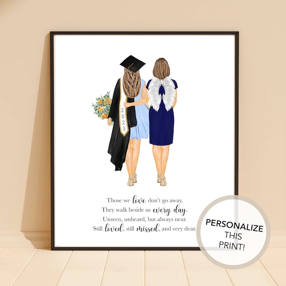 Personalized Graduate and Guardian Angel Mother Memorial Quote Poster