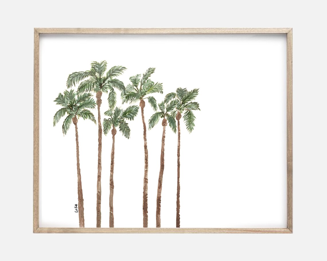 Minimalist Palm Trees Tropical Boho Watercolor Illustration Poster - Image 3