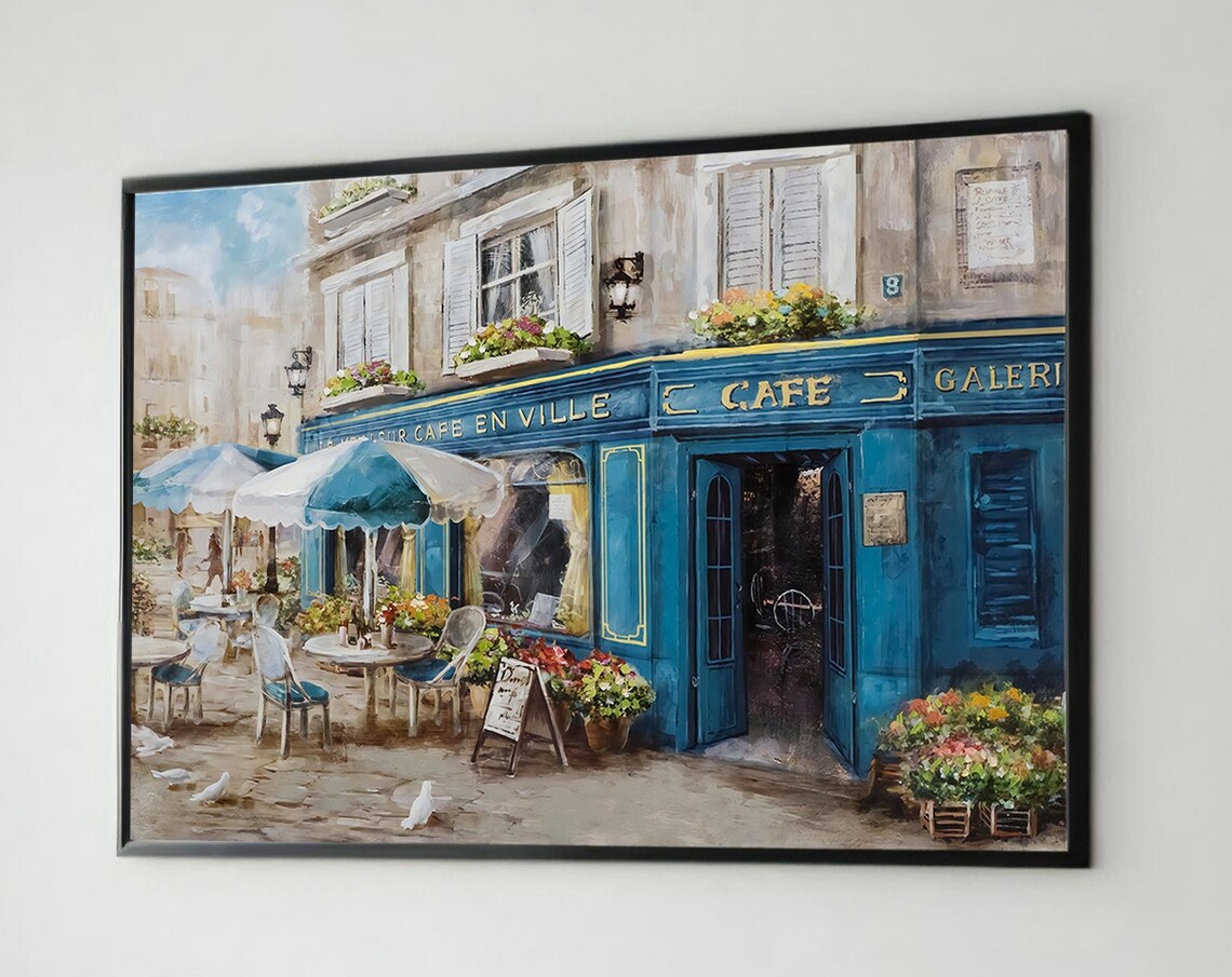 Quaint Parisian Caf, French Bistro Painting - Image 5