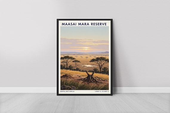 Maasai Mara Reserve Kenya East Africa Safari Sunset Savanna Poster