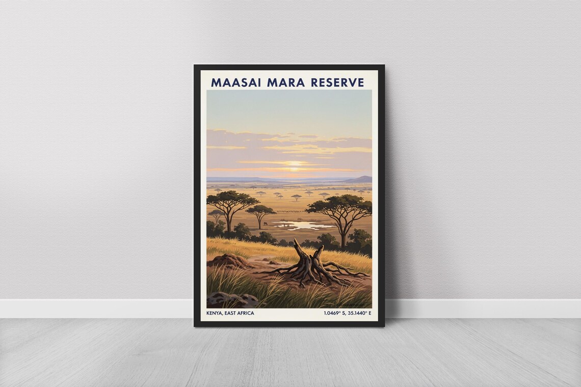 Maasai Mara Reserve Kenya East Africa Safari Sunset Savanna Poster