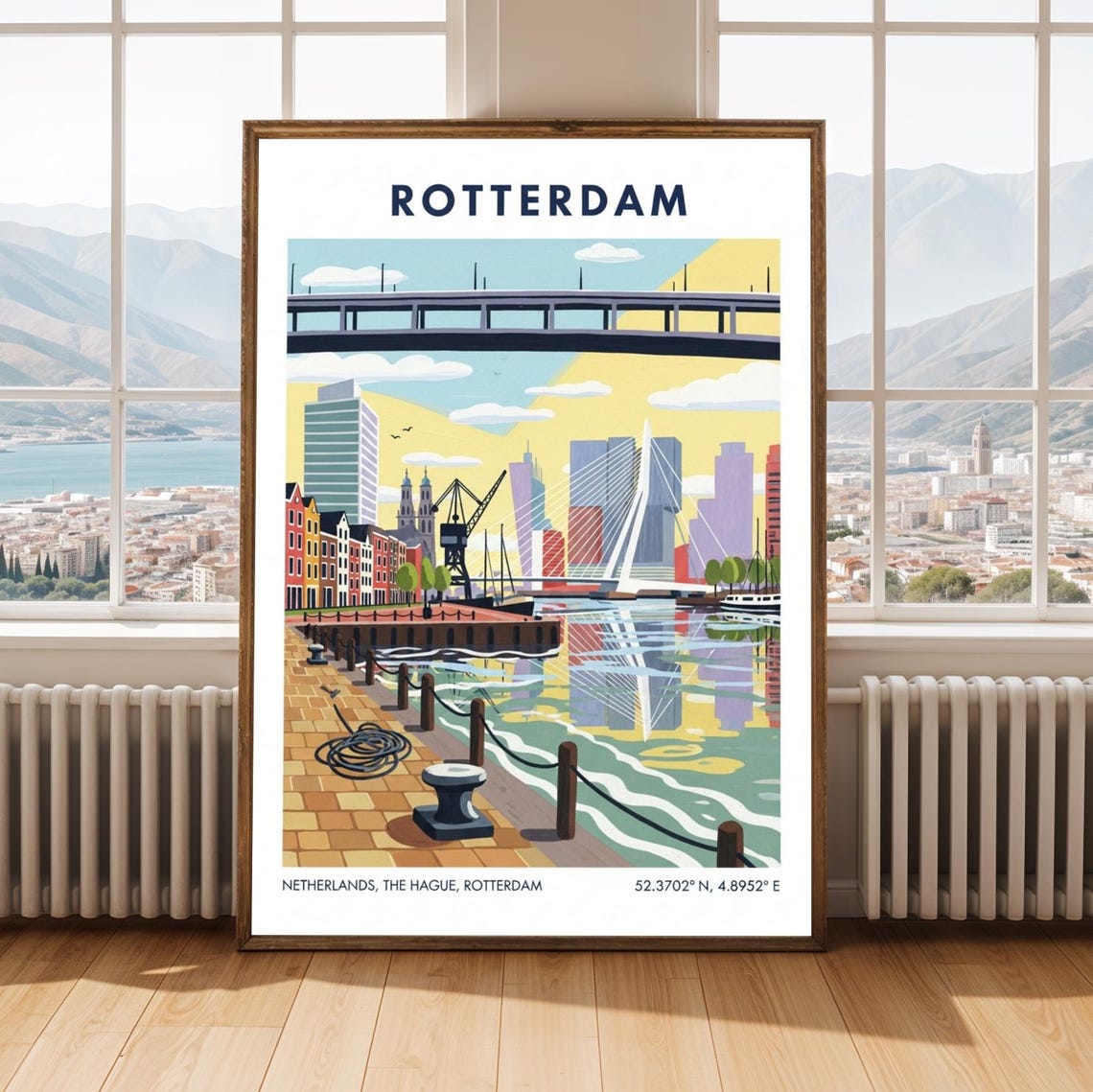 Rotterdam Harbor Bridge Art Print Dutch Cityscape Poster