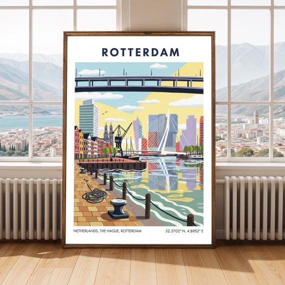 Rotterdam Harbor Bridge Art Print Dutch Cityscape Poster