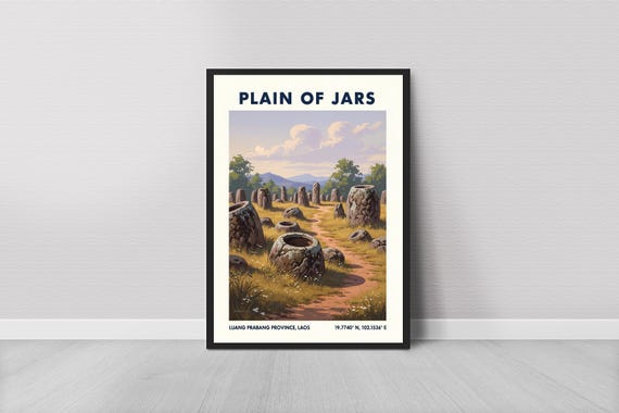Plain Of Jars Landscape Poster Laos Travel Wall Art