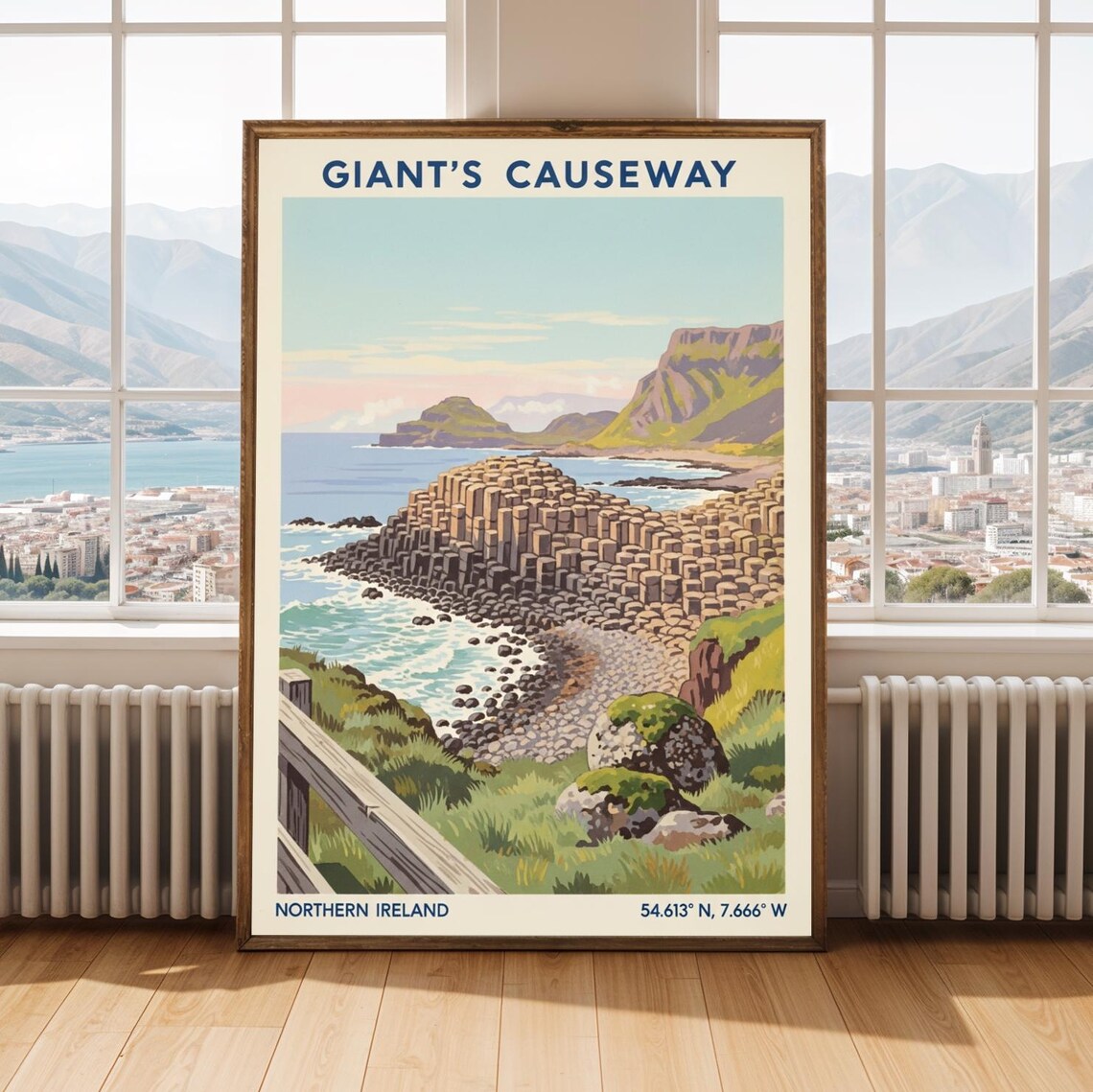 Giants Causeway Northern Ireland Vintage Travel Coastal Basalt Poster