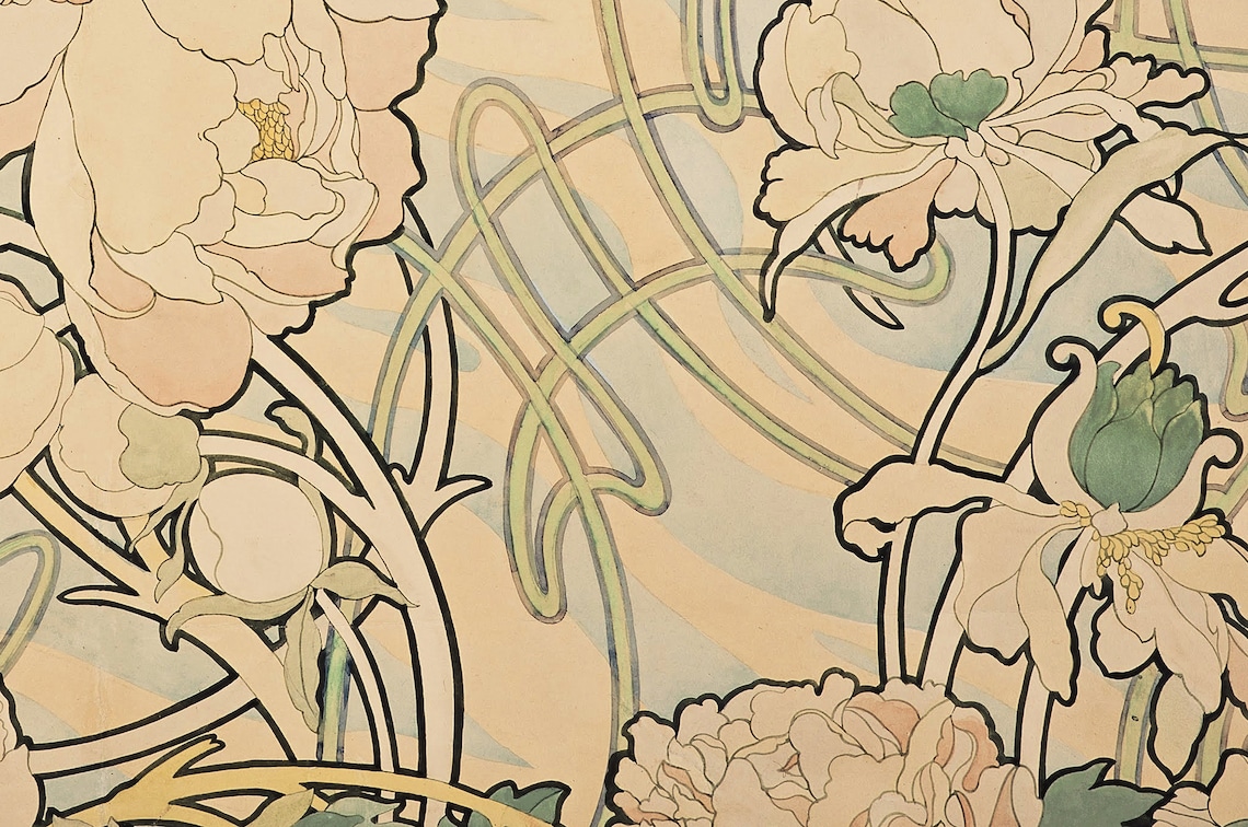 Mucha Art Nouveau Floral Poster, Vintage Bohemian - Image 2