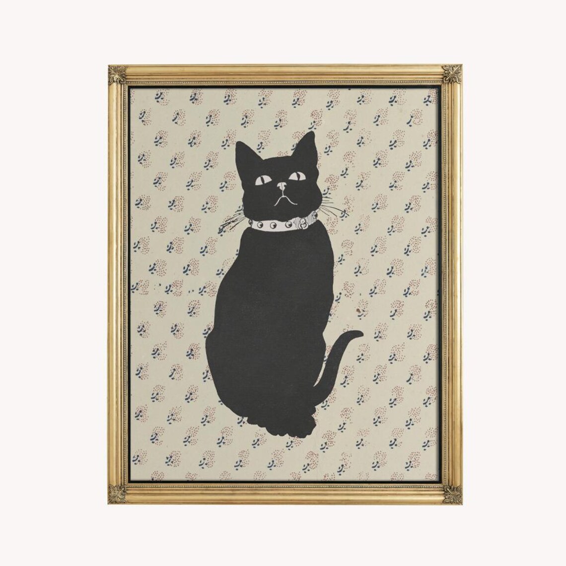 Vintage Black Cat Illustration, Cat Art Print