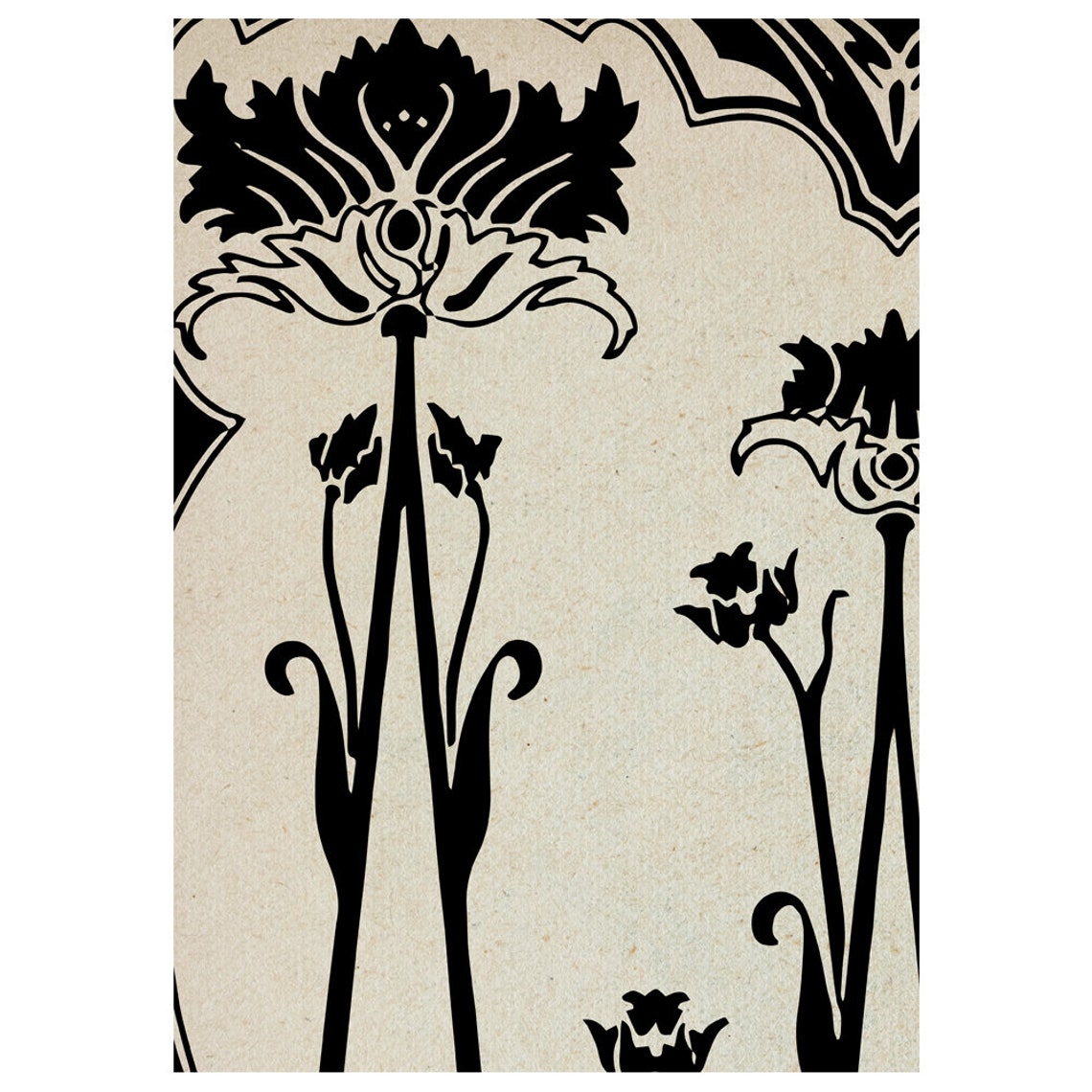 Art Nouveau Floral Poster, Vintage Design Art Print - Image 2