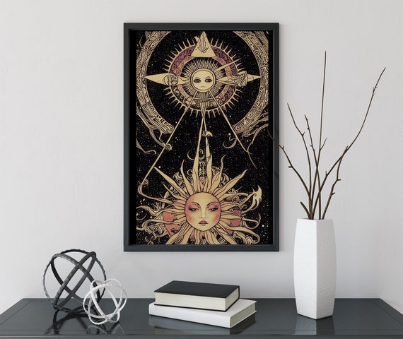 Sun Print Art Nouveau Print Bohemian Print Large Artwork Mucha Black And Gold