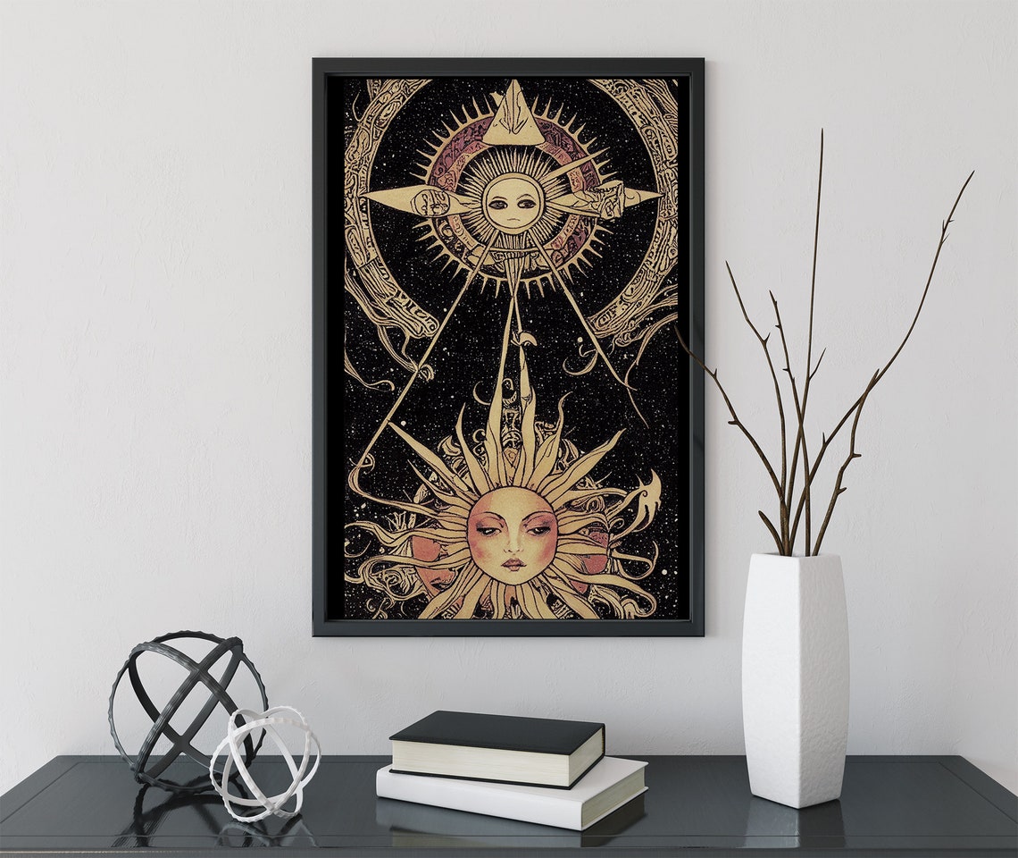 Sun Print Art Nouveau Print Bohemian Print Large Artwork Mucha Black And Gold