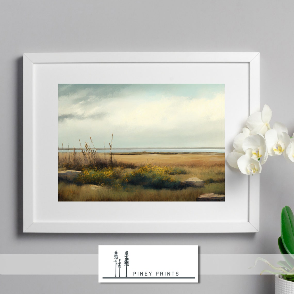 Prairie Marsh Grassland Wide Open Plains Landscape Painting Poster - Image 2