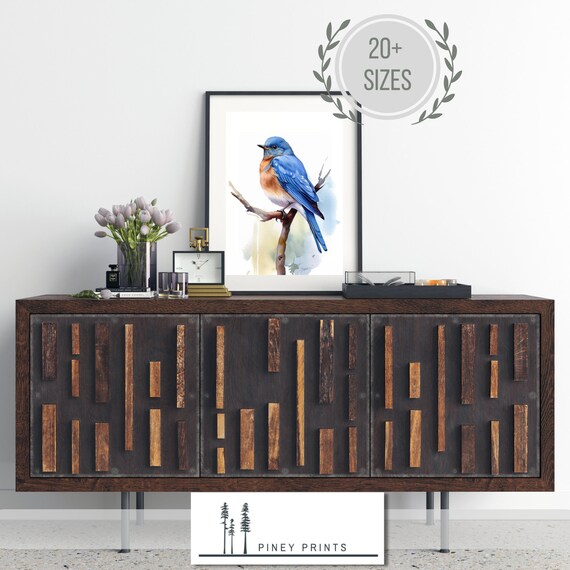 Eastern Bluebird On Branch Spring Watercolor Bird Painting Poster