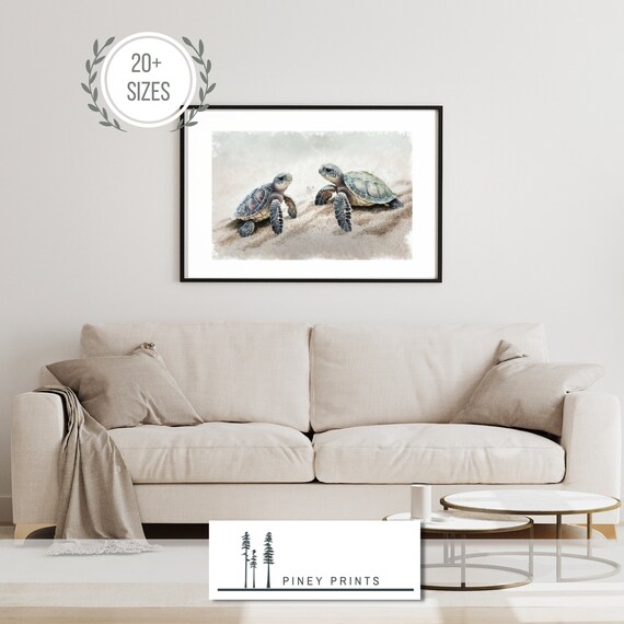 Watercolor Sea Turtles Painting Art Wall Decor For Coastal Home Decor Instant Art For Beach House Decor