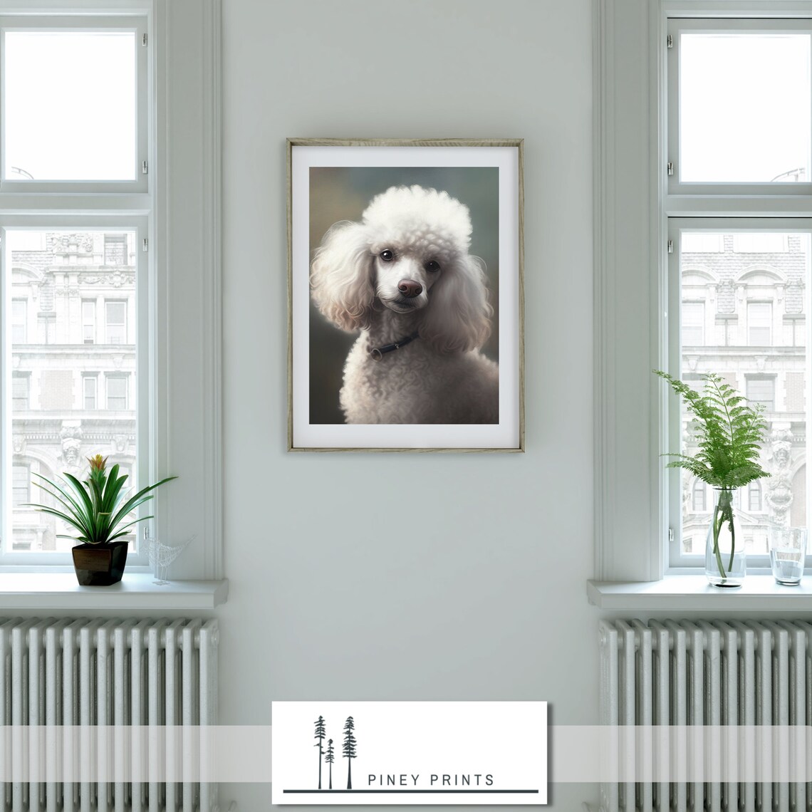 White Poodle Portrait Vintage Painting Cute Dog Art Gallery Poster - Image 2