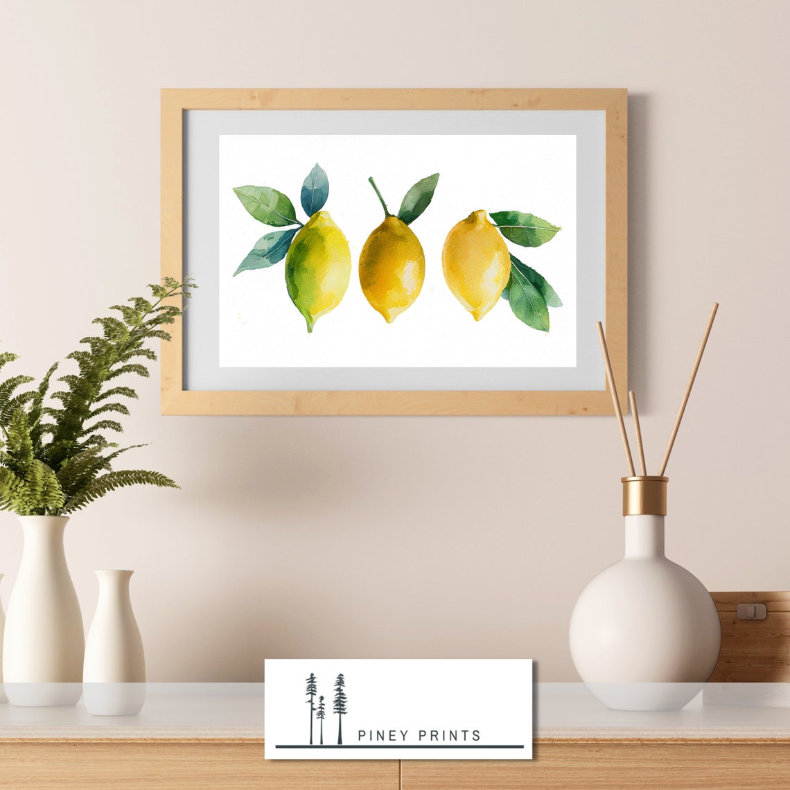 Three Lemons Watercolor Citrus Fruit Kitchen Decor Bright Poster - Image 2