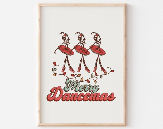 Merry Dancemas Three Dancing Skeleton Ballerinas Lights Poster