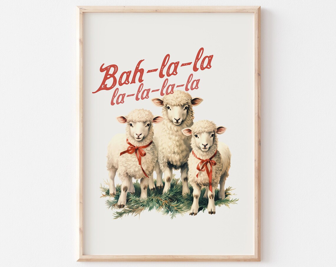 Bah La La La Christmas In The Barn Farm Christmas Print Christmas Farmhouse Christmas Winter Scene Print Small Town Christmas