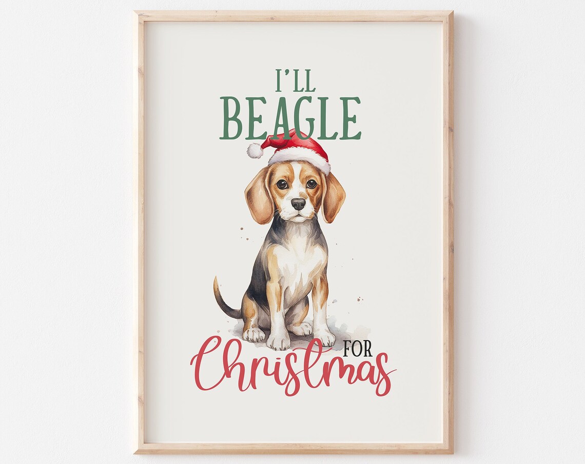 I'll Beagle For Christmas Beagle Puppy In Santa Hat Dog Poster