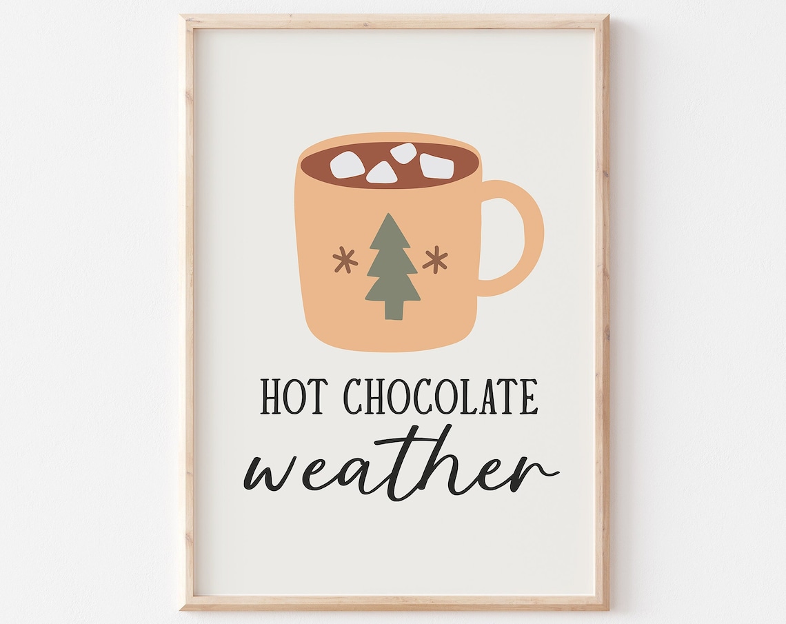 Hot Chocolate Weather Cozy Cocoa Mug Nordic Style Christmas Poster