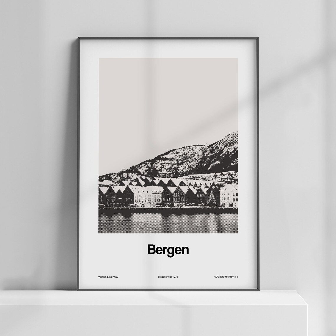 Bergen Norway Minimalist Travel Poster Art Print - Image 4