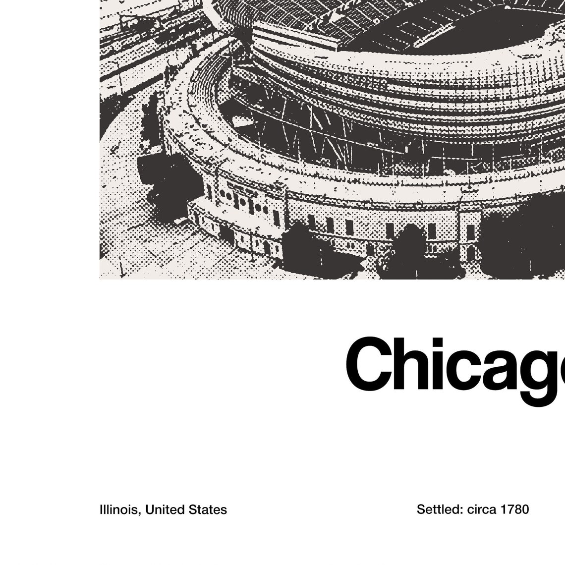 Chicago Illinois Minimalist City Print, Black and White - Image 3