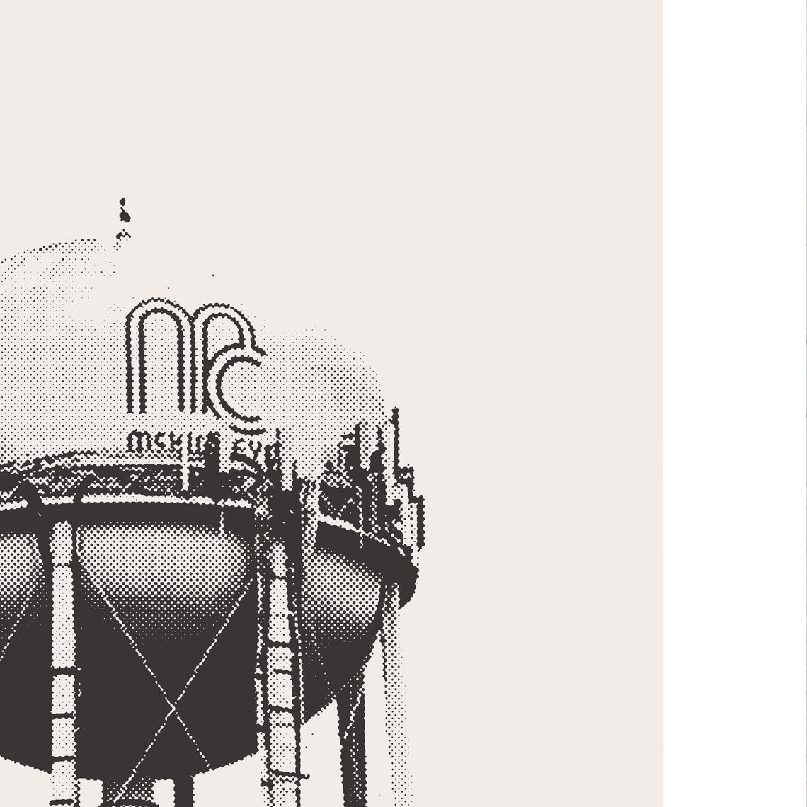 McKinney TX Minimalist Art Print, Downtown Water Tower - Image 3