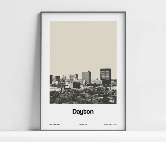 Dayton Ohio Skyline Poster, Minimalist City Print