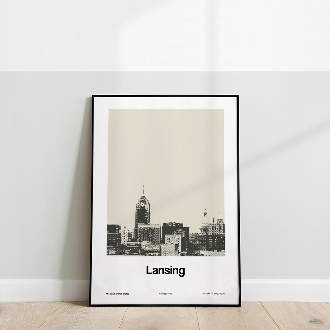Custom Lansing Michigan Downtown Skyline Art Print - Image 2