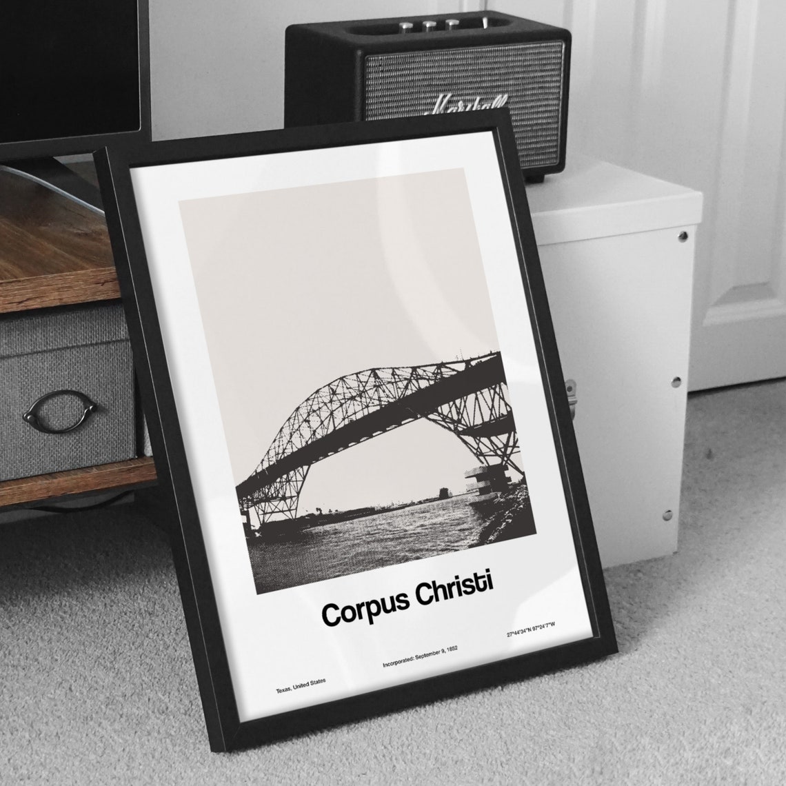 Corpus Christi Harbor Bridge Texas Poster, Minimalist - Image 3