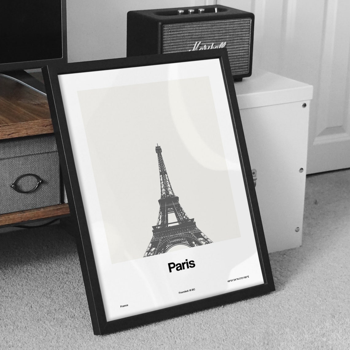 Paris Eiffel Tower Minimalist Art Print, Black and White - Image 3