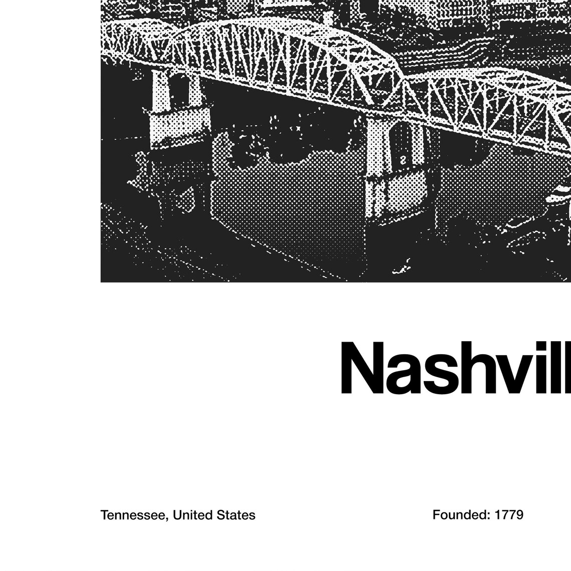 Nashville Skyline Tn Poster Nashville Print Downtown Nashville Nashville Tennessee Black White Wall Art Minimalist Custom City Print - Image 3