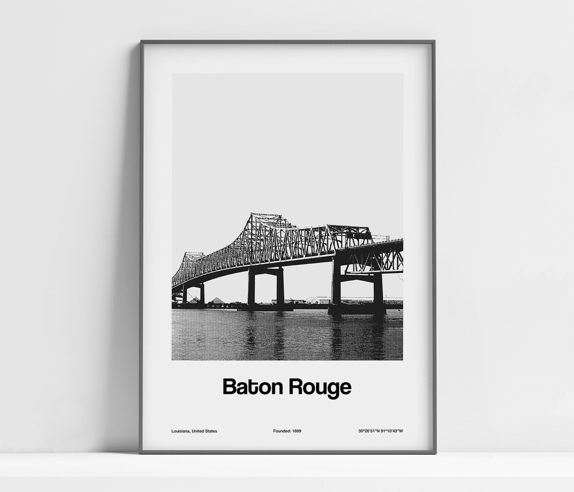Baton Rouge Louisiana Minimalist City Print