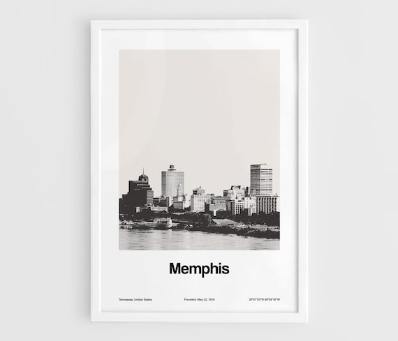 Memphis Skyline Poster, Minimalist Memphis City Art