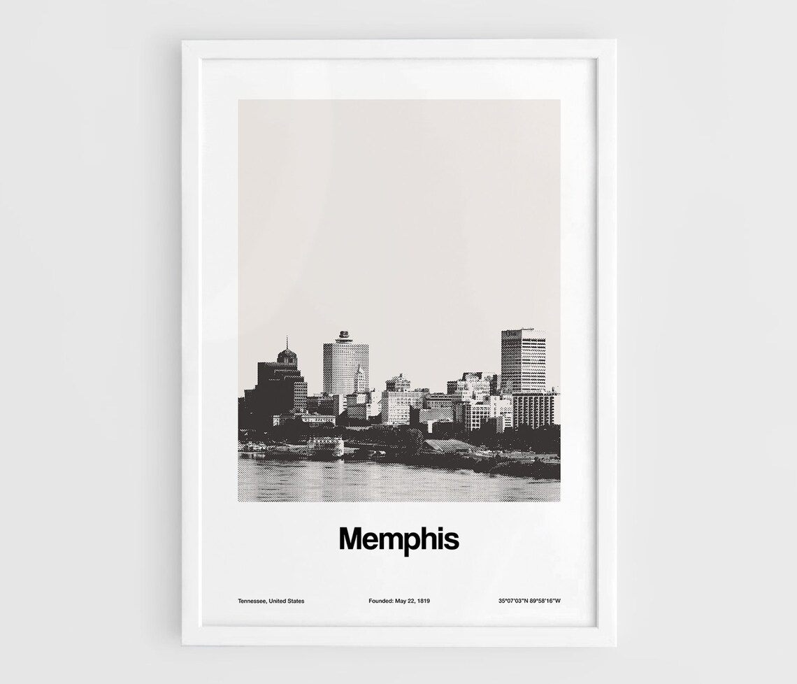 Memphis Skyline Poster, Minimalist Memphis City Art