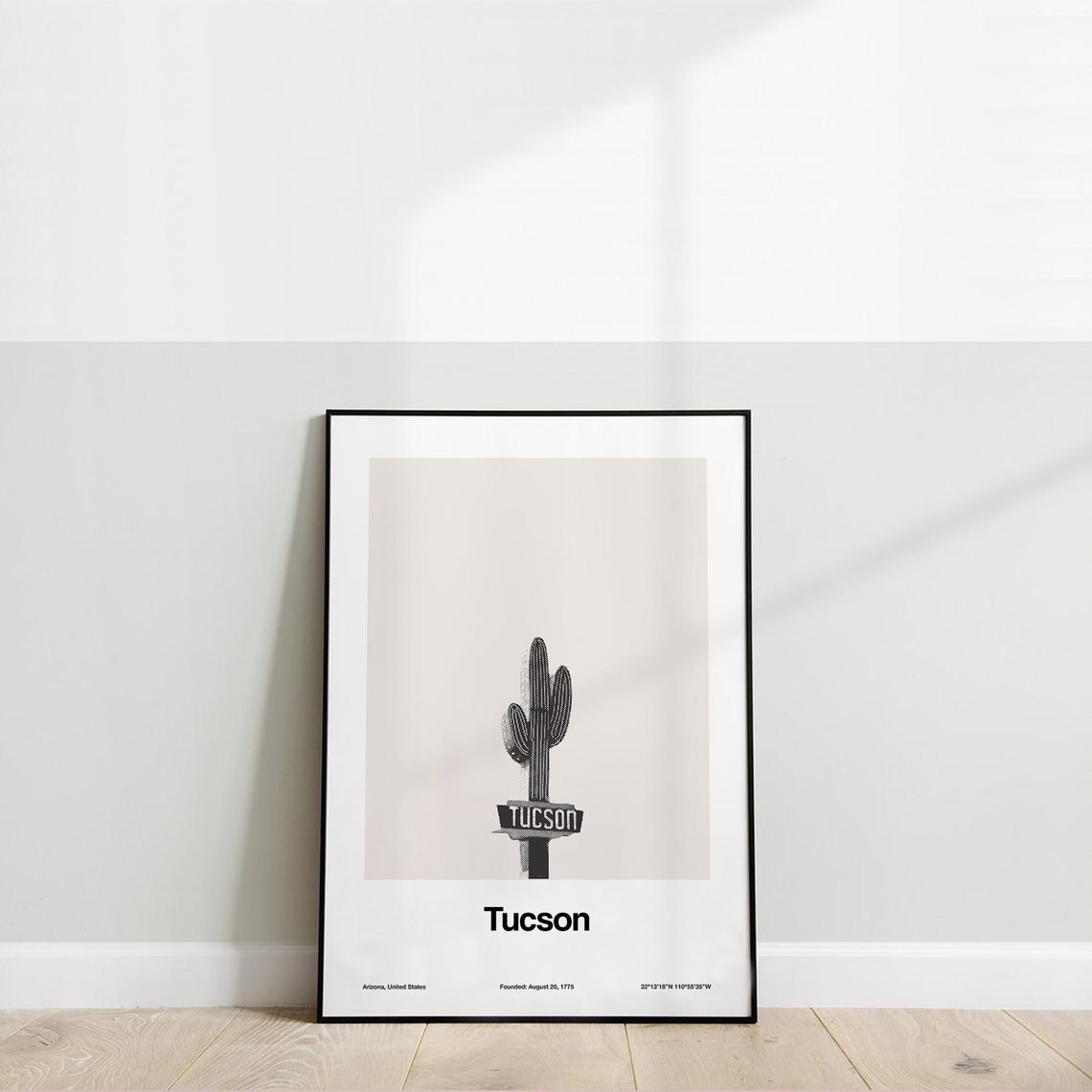 Tucson Arizona Minimalist Art Print, Neon Cactus - Image 2